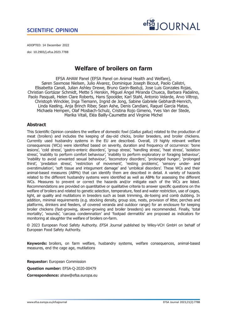 EFSA Welfare of broilers on farm