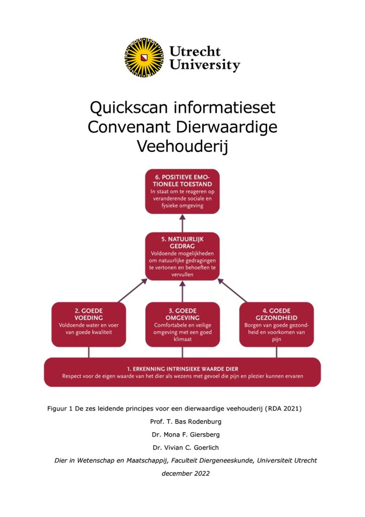 Universiteit Utrecht Quickscan informatieset Convenant dierwaardige veehouderij